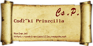 Csáki Priszcilla névjegykártya